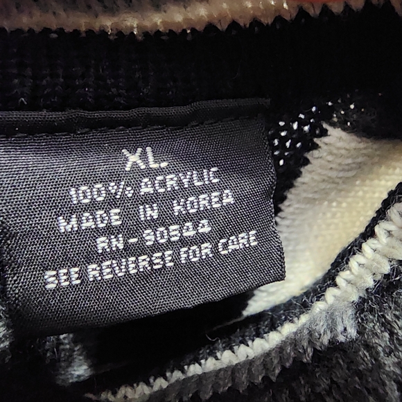 Vintage Men 3D Knit Grandpa Sweater SizeXL  90s Retro Cozy Heritage Black Grey - Picture 16 of 16